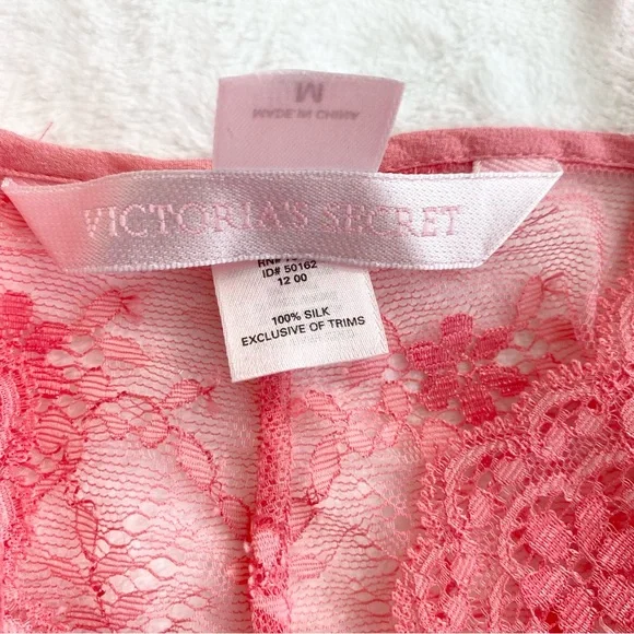 Y2K Victoria’s Secret Silk Pink Lace Chiffon Vintage VDay Babydoll Slip Dress M